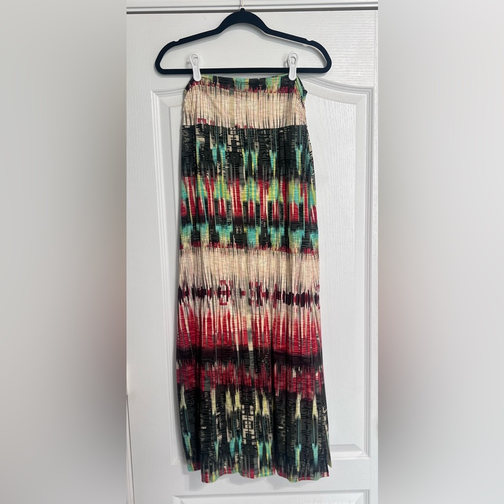 Joan Vass Green and Red Maxi Skirt M